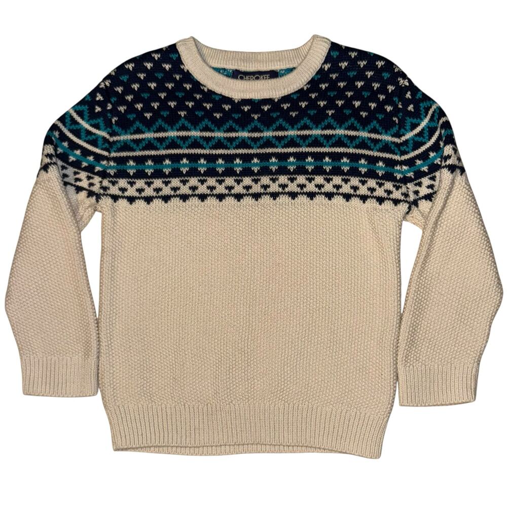 Cherokee Fair Isle Sweater Toddler 4T Textured Cotton Winter Holiday Warm Cozy